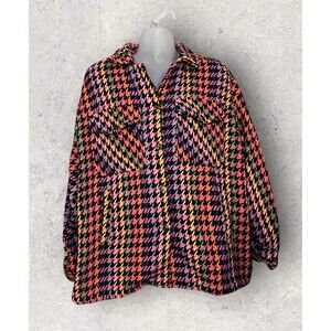Spoon Jeans Women's  Size 3X Multicolor Houndstooth Twill Button Front Jacket